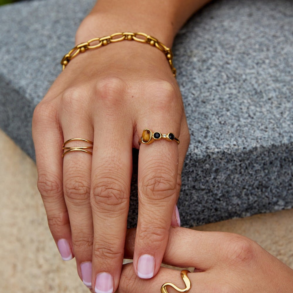 Amber-Tone Crystal Ring-Rings-Yiyae-Yiyae