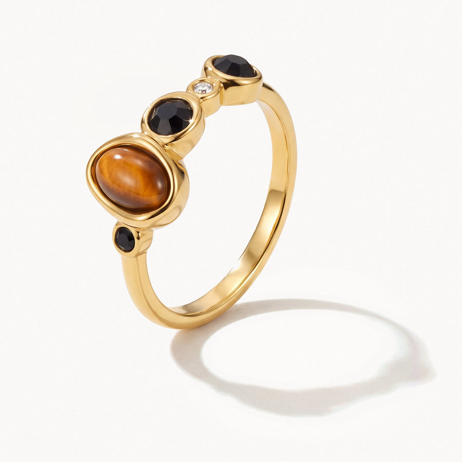 Amber-Tone Crystal Ring