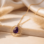 Amethyst Circle Pendant Necklace-Necklaces-Yiyae-Yiyae