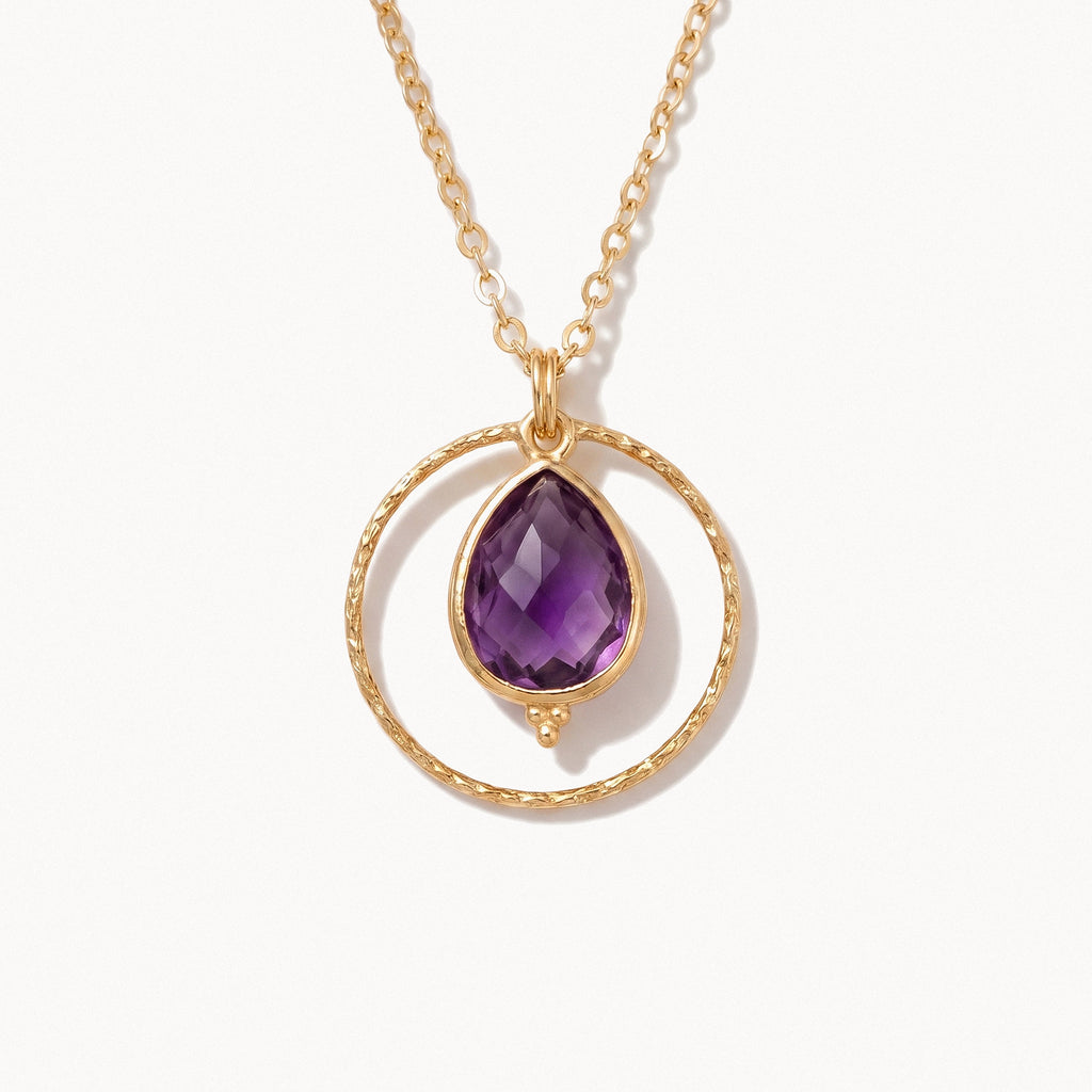 Amethyst Circle Pendant Necklace-Necklaces-Yiyae-Gold-Yiyae