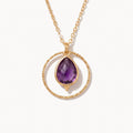 Amethyst Circle Pendant Necklace-Necklaces-Yiyae-Gold-Yiyae