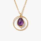Amethyst Circle Pendant Necklace-Necklaces-Yiyae-Gold-Yiyae