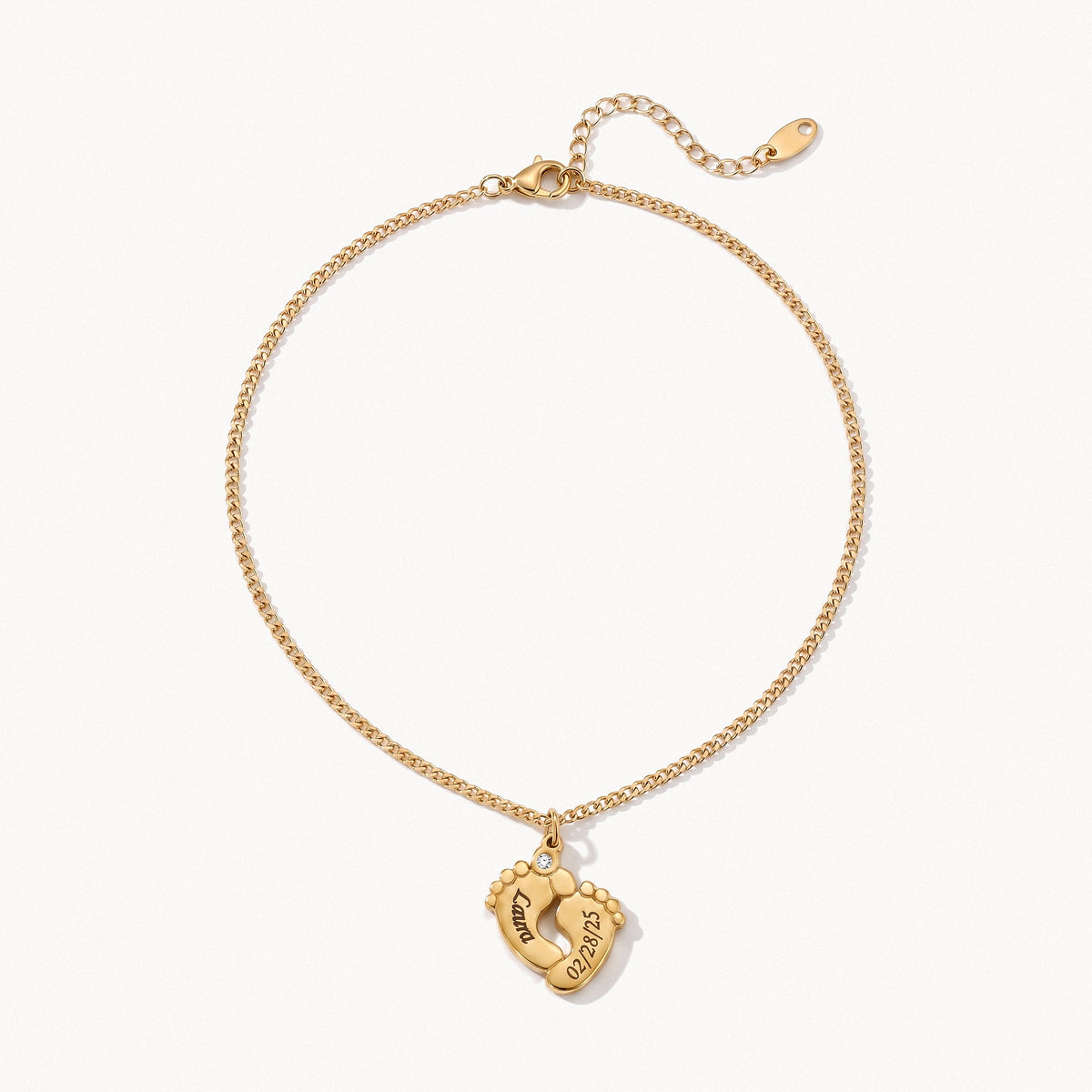 Baby Feet Name Necklace-Necklaces-Yiyae-18K Gold-Yiyae