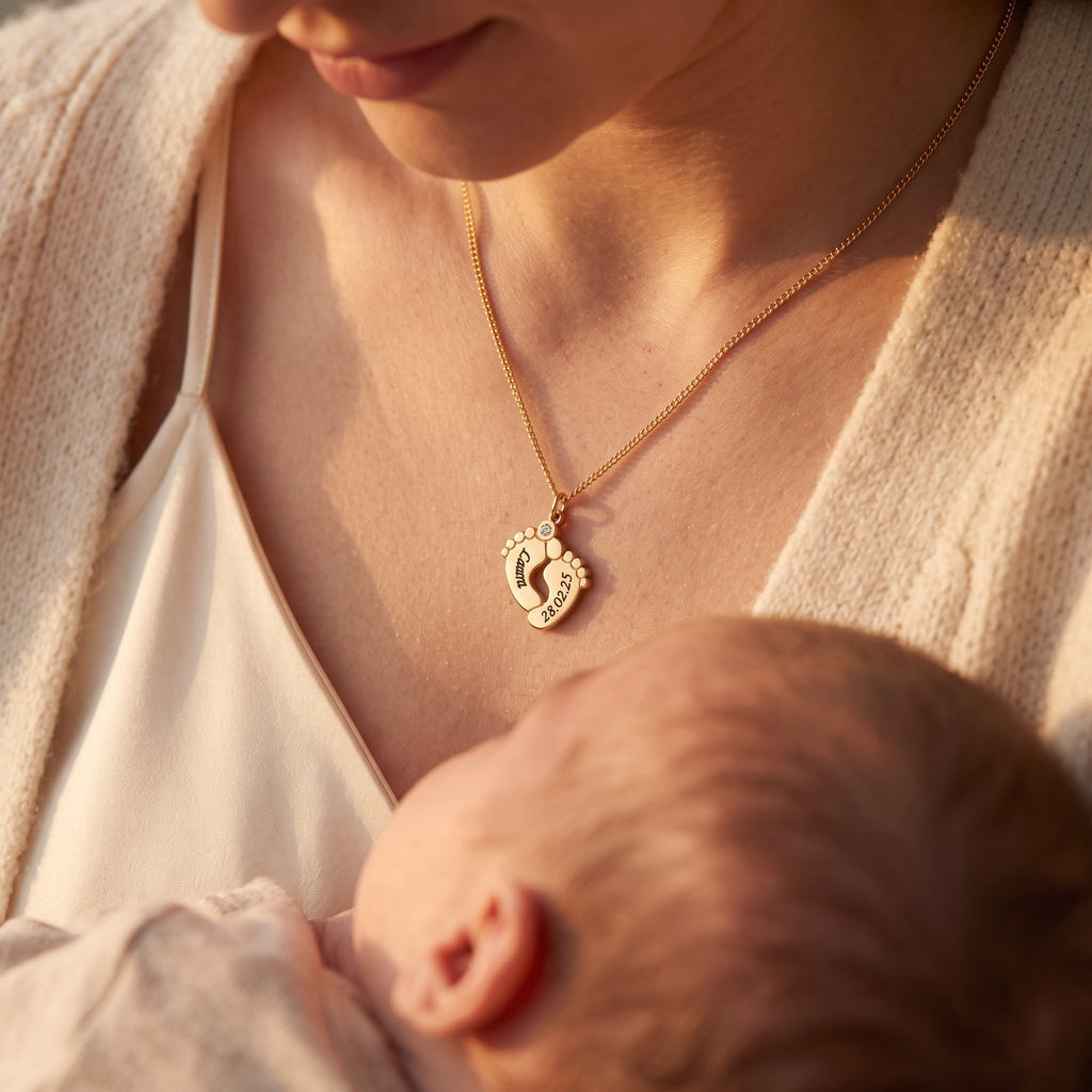 Baby Feet Name Necklace-Necklaces-Yiyae-Yiyae