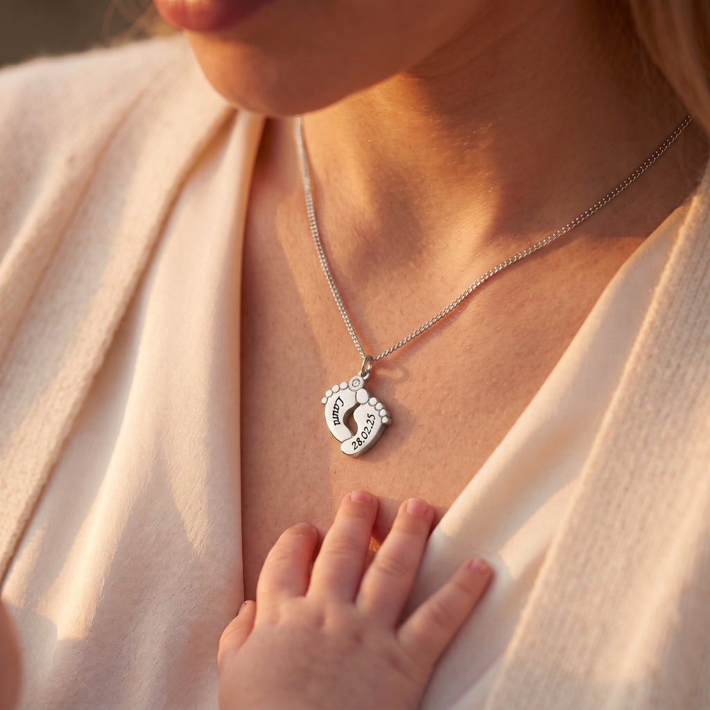 Baby Feet Name Necklace-Necklaces-Yiyae-Yiyae