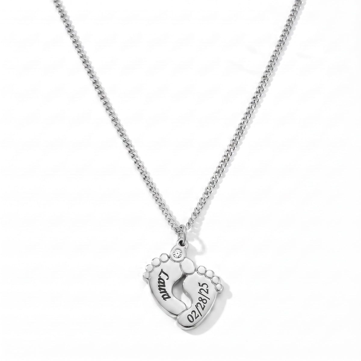 Baby Feet Name Necklace-Necklaces-Yiyae-925 Silver-Yiyae