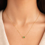 Baguette Birthstone Necklace-Necklaces-Yiyae-Yiyae