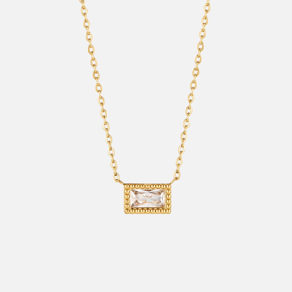 Baguette Birthstone Necklace-Necklaces-Yiyae-April-Yiyae