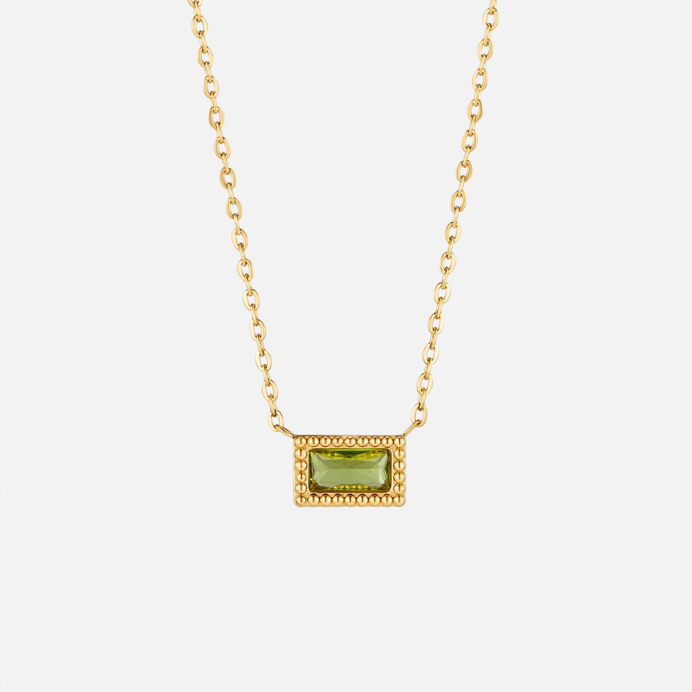 Baguette Birthstone Necklace-Necklaces-Yiyae-August-Yiyae