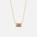 Baguette Birthstone Necklace-Necklaces-Yiyae-February-Yiyae