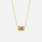 Baguette Birthstone Necklace-Necklaces-Yiyae-February-Yiyae
