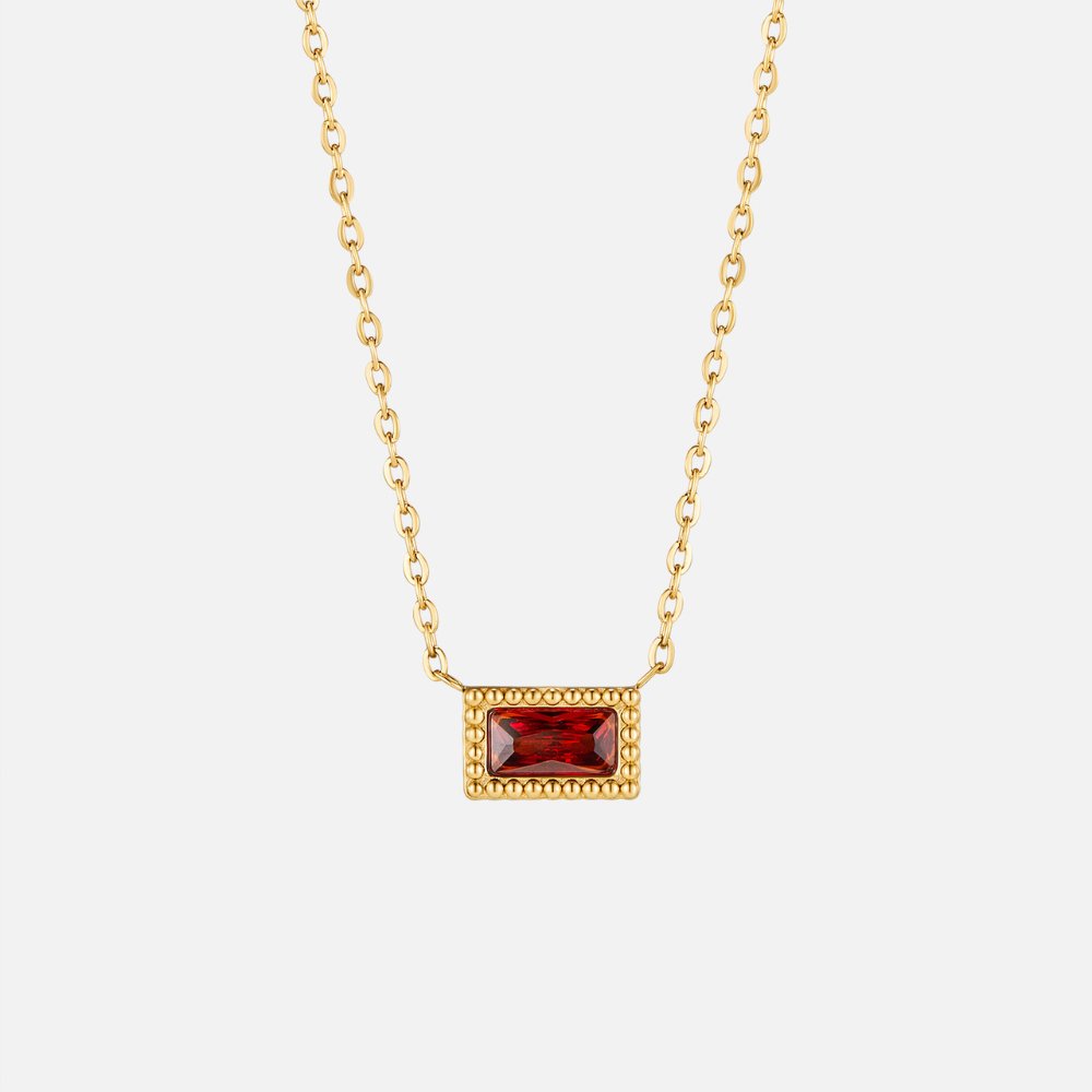 Baguette Birthstone Necklace-Necklaces-Yiyae-January-Yiyae