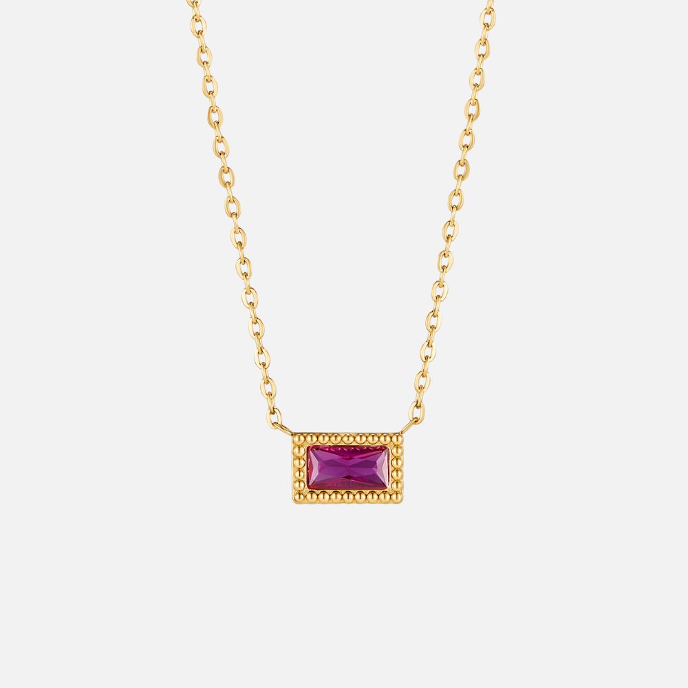 Baguette Birthstone Necklace-Necklaces-Yiyae-July-Yiyae