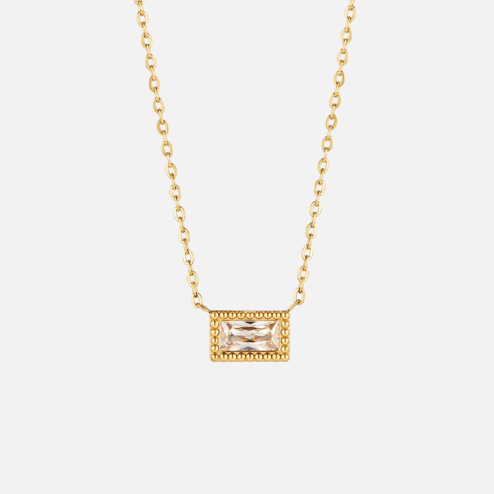 Baguette Birthstone Necklace-Necklaces-Yiyae-June-Yiyae