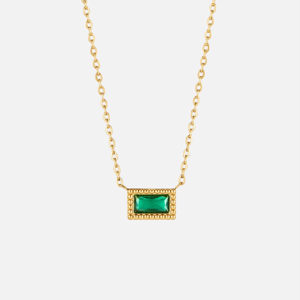 Baguette Birthstone Necklace-Necklaces-Yiyae-May-Yiyae