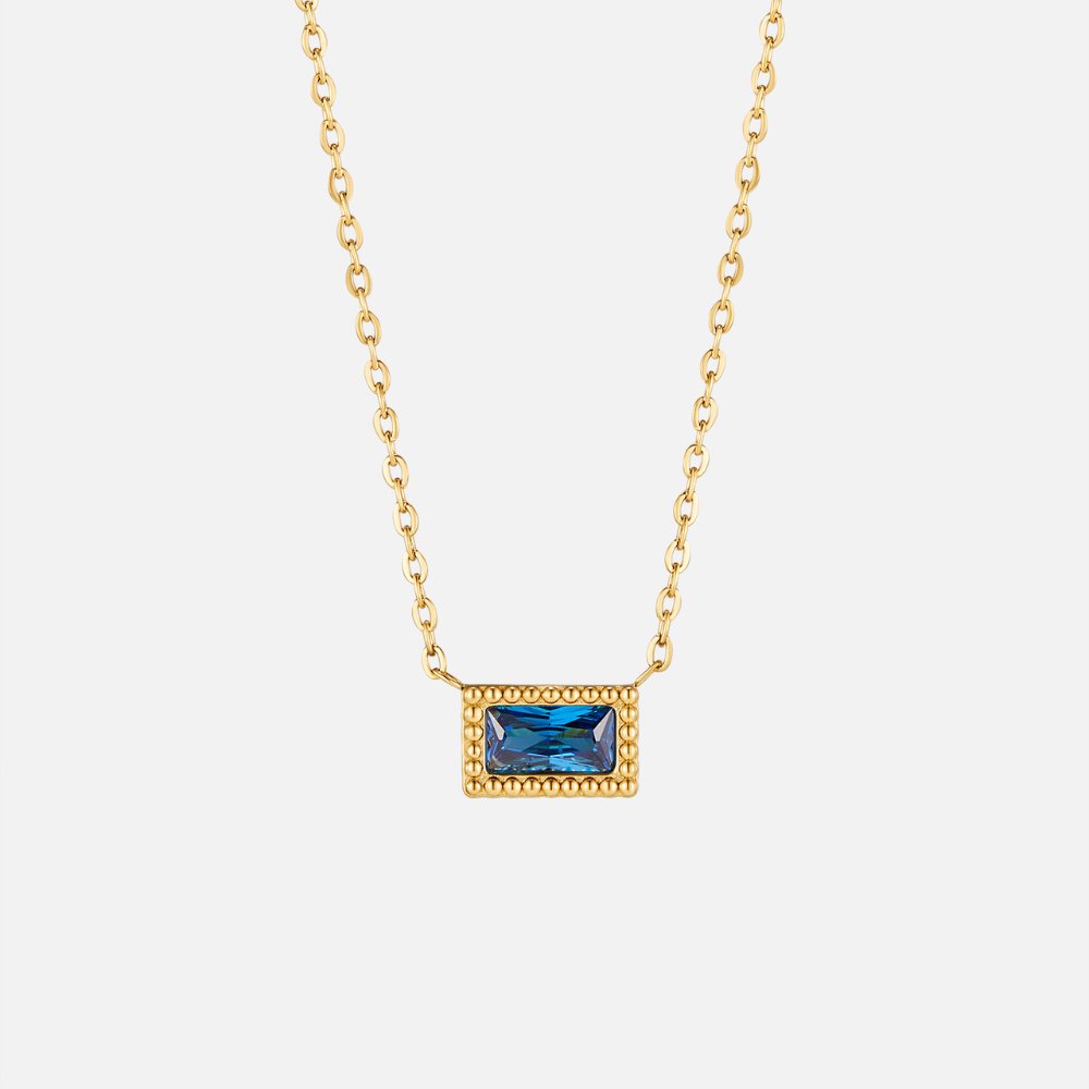 Baguette Birthstone Necklace-Necklaces-Yiyae-September-Yiyae