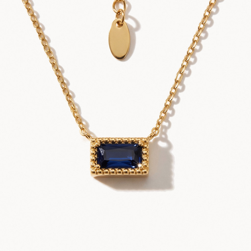 Baguette Birthstone Necklace-Necklaces-Yiyae-Yiyae