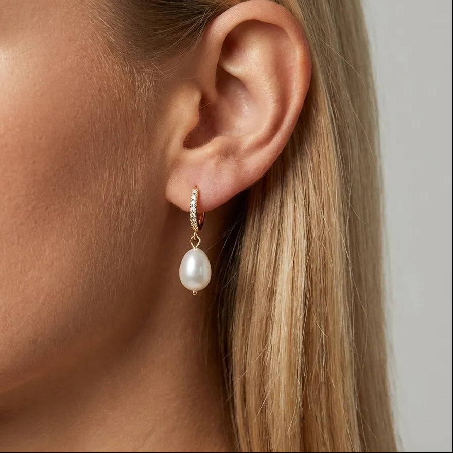 Baroque Pearl Hoops-Earrings-Yiyae-Yiyae