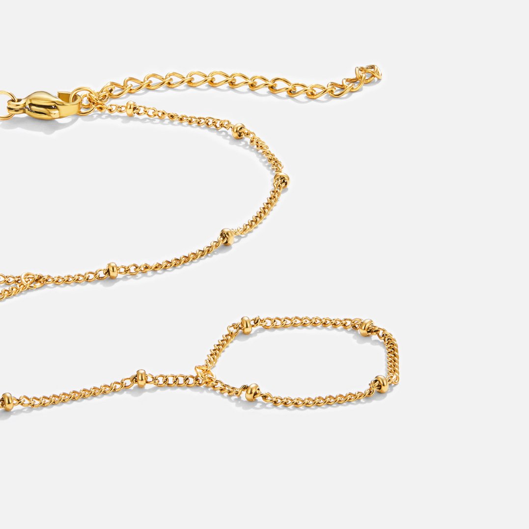 Beaded Hand Chain - 18K Gold - Bracelets - Yiyae - foto 5