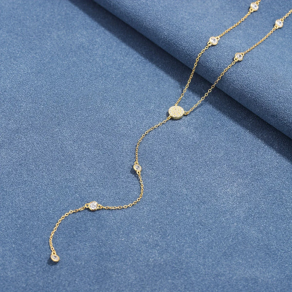 Beaded Lariat Necklace — Gold