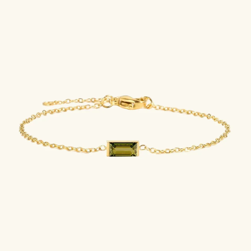 Birthstone Chain Bracelet-Bracelets-Yiyae-Gold-August-15 Extend 3CM-Yiyae
