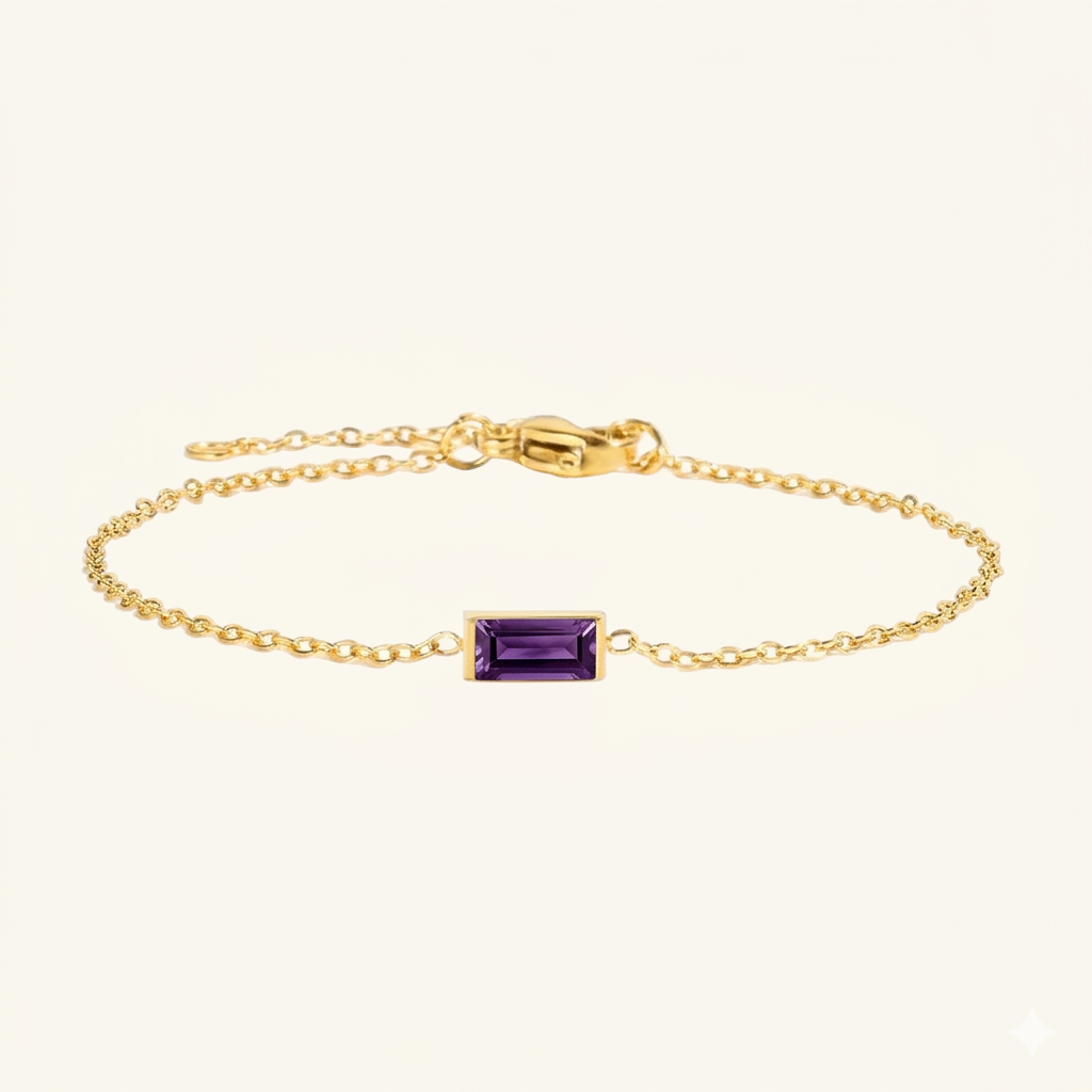 Birthstone Chain Bracelet-Bracelets-Yiyae-Gold-February-15 Extend 3CM-Yiyae