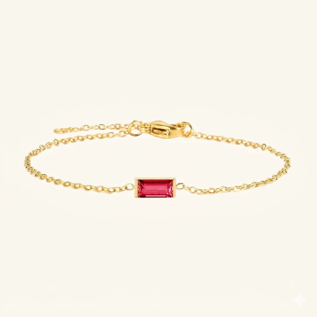 Birthstone Chain Bracelet-Bracelets-Yiyae-Gold-July-15 Extend 3CM-Yiyae