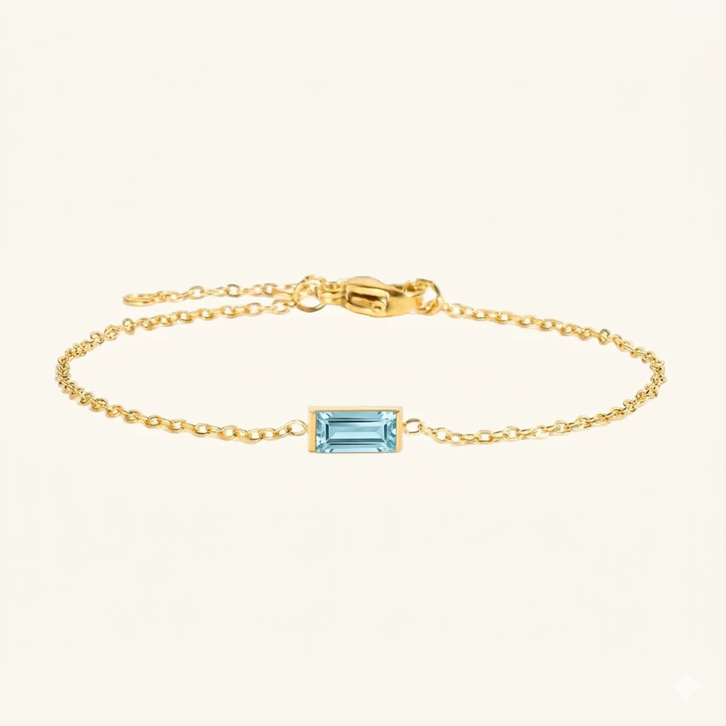 Birthstone Chain Bracelet-Bracelets-Yiyae-Gold-March-15 Extend 3CM-Yiyae