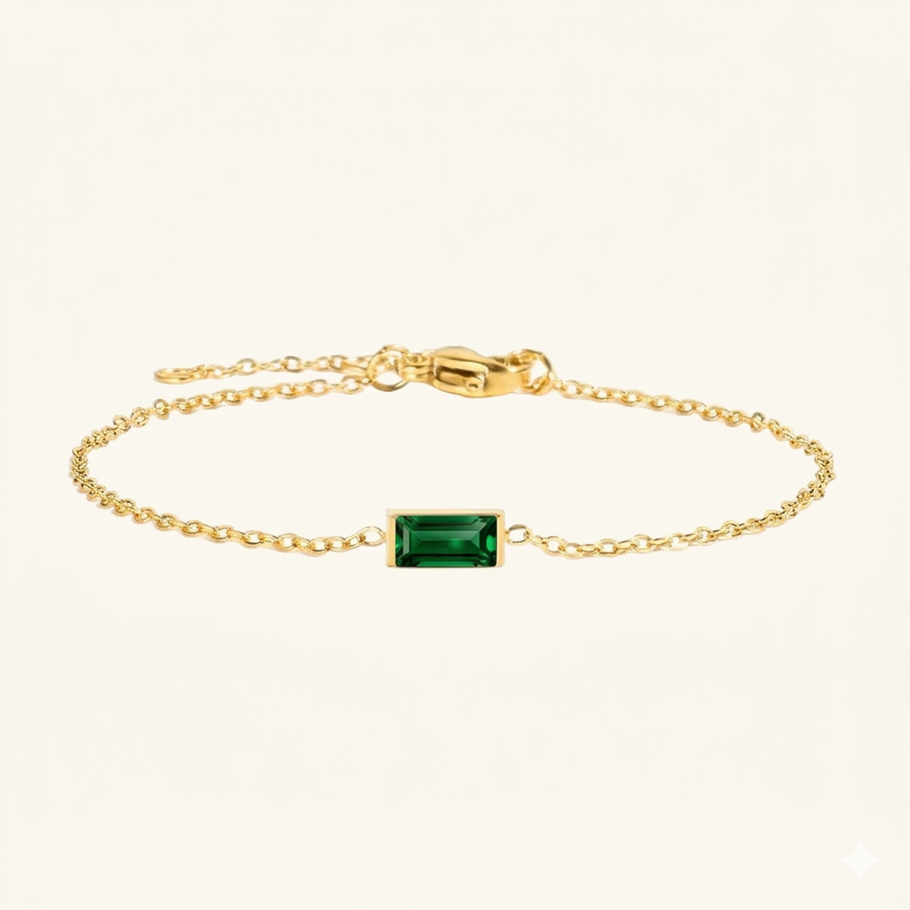 Birthstone Chain Bracelet-Bracelets-Yiyae-Gold-May-15 Extend 3CM-Yiyae