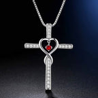 Birthstone Heart Cross Necklace-Necklaces-Yiyae-Yiyae