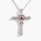 Birthstone Heart Cross Necklace-Necklaces-Yiyae-January-Yiyae