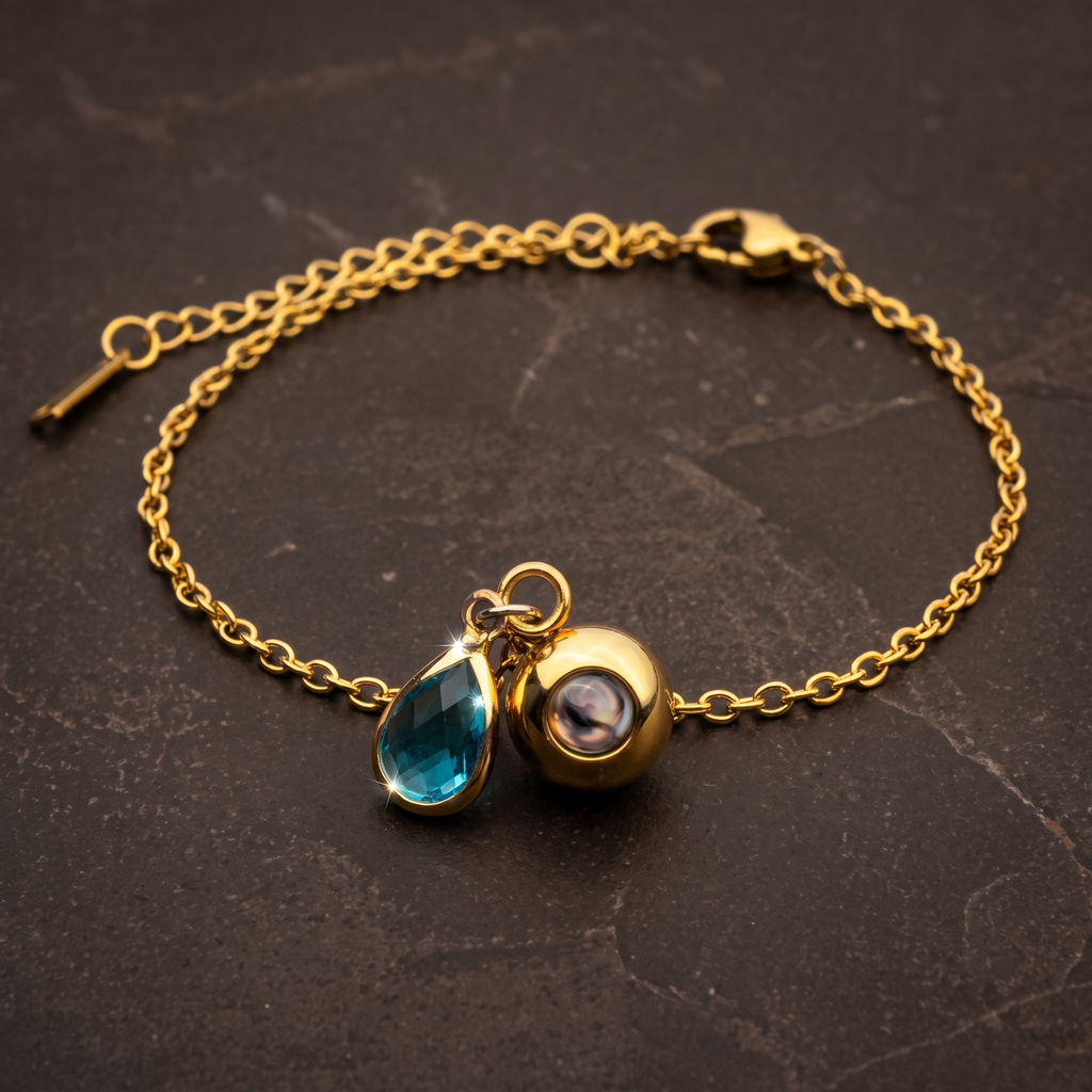 Birthstone Photo Bracelet-Bracelets-Yiyae-Yiyae