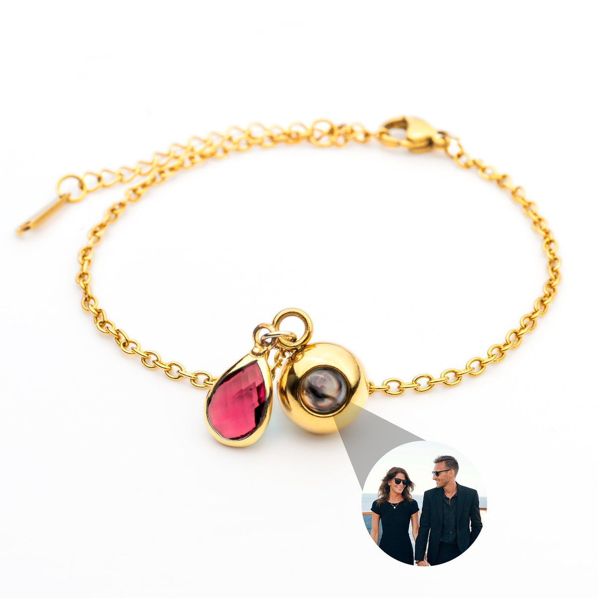 Birthstone Photo Bracelet-Bracelets-Yiyae-Gold-February - Amethyst-Yiyae