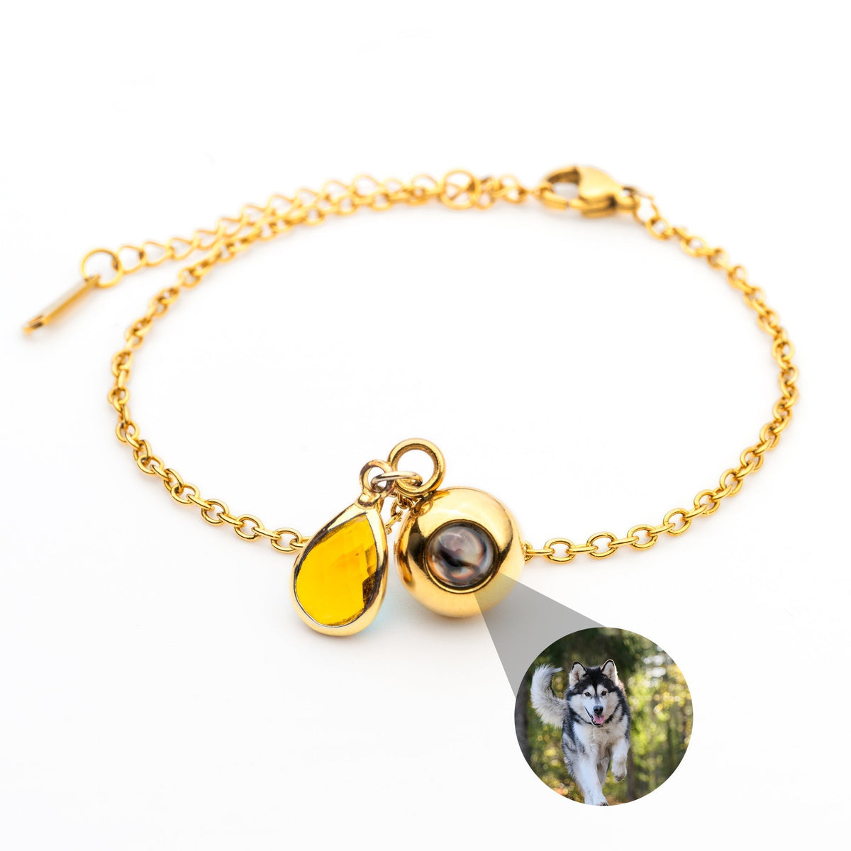 Birthstone Photo Bracelet-Bracelets-Yiyae-Gold-November - Citrine-Yiyae