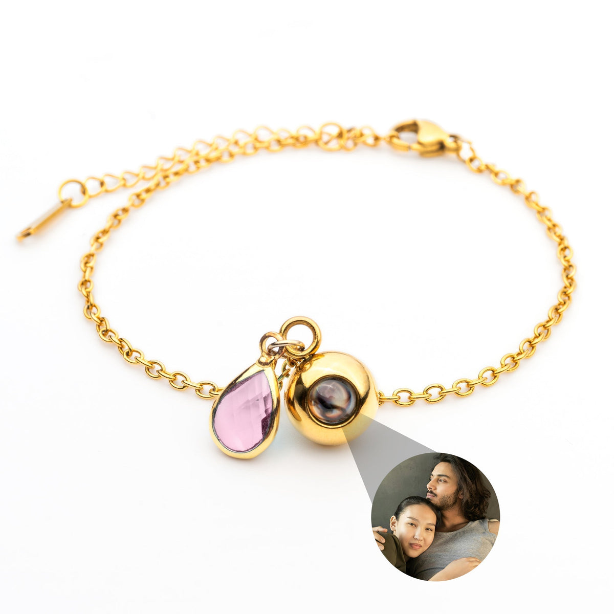 Birthstone Photo Bracelet-Bracelets-Yiyae-Gold-October - Tourmaline-Yiyae