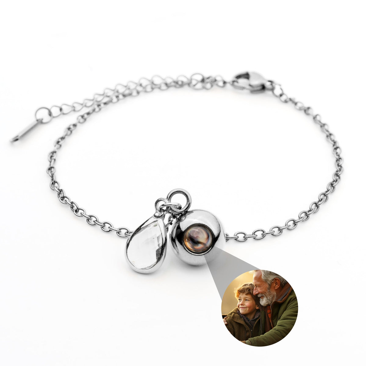 Birthstone Photo Bracelet-Bracelets-Yiyae-Silver-April - Diamond-Yiyae