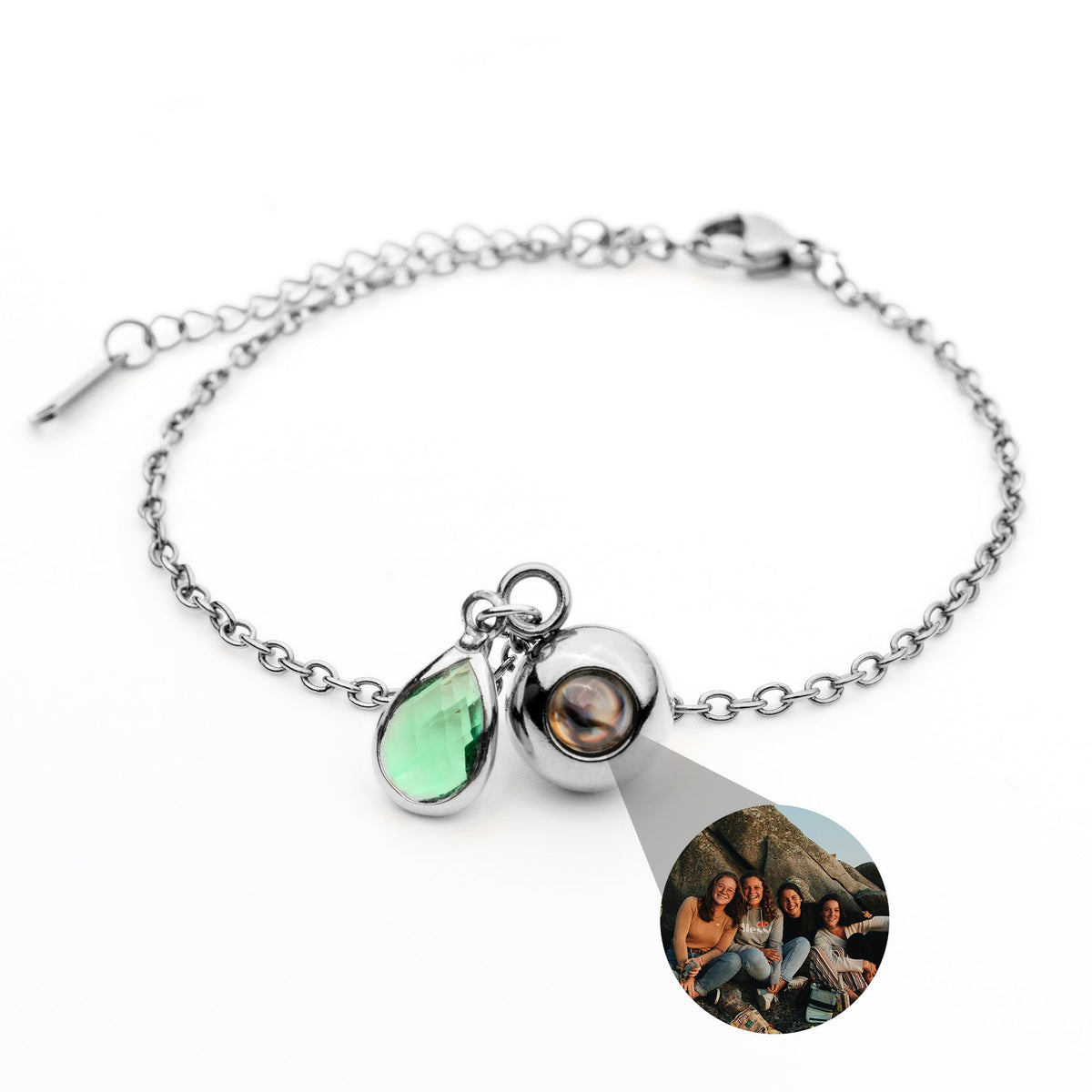 Birthstone Photo Bracelet-Bracelets-Yiyae-Silver-August - Chrysolite-Yiyae
