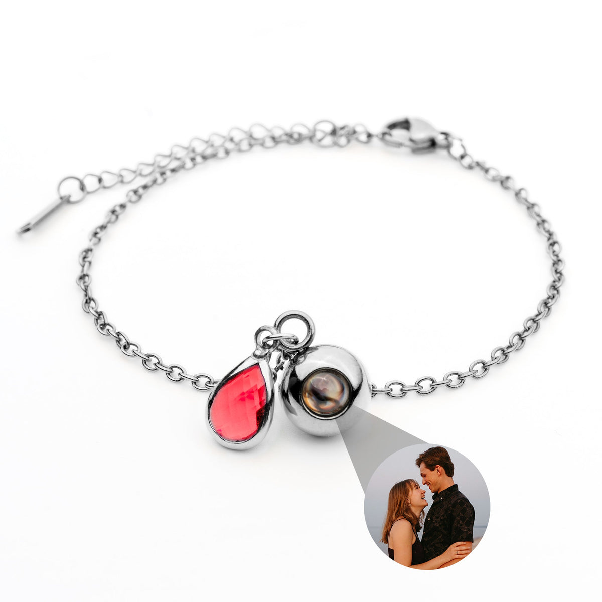 Birthstone Photo Bracelet-Bracelets-Yiyae-Silver-January - Garnet-Yiyae