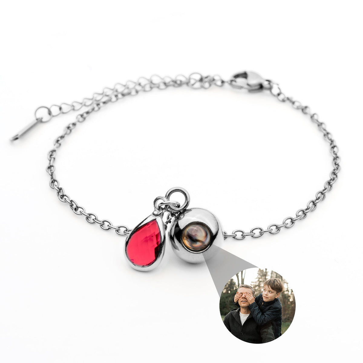 Birthstone Photo Bracelet-Bracelets-Yiyae-Silver-July - Ruby-Yiyae