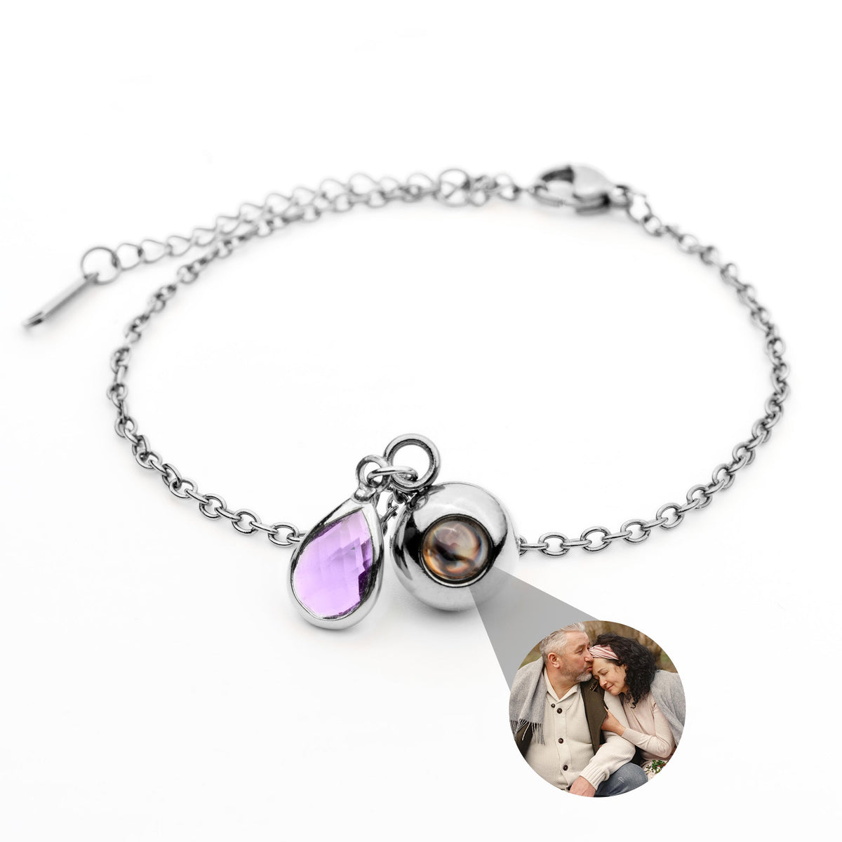 Birthstone Photo Bracelet-Bracelets-Yiyae-Silver-June - Alexandrite-Yiyae