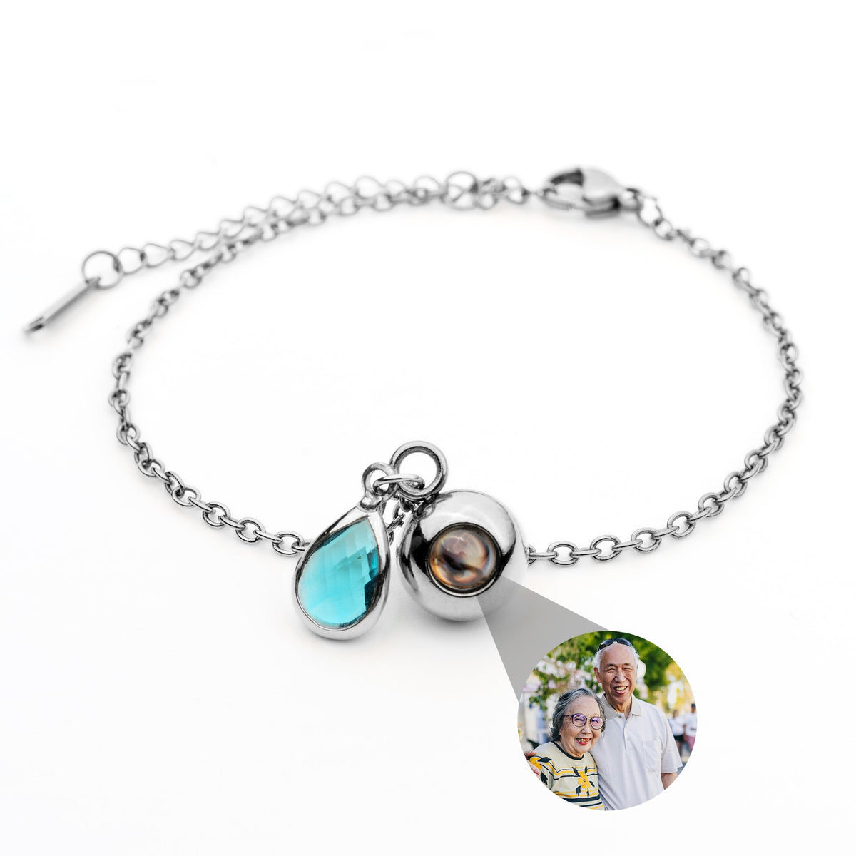 Birthstone Photo Bracelet-Bracelets-Yiyae-Silver-March - Aquamarine-Yiyae