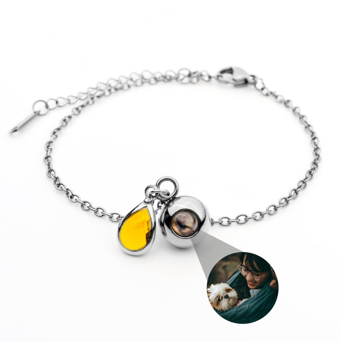 Birthstone Photo Bracelet-Bracelets-Yiyae-Silver-November - Citrine-Yiyae