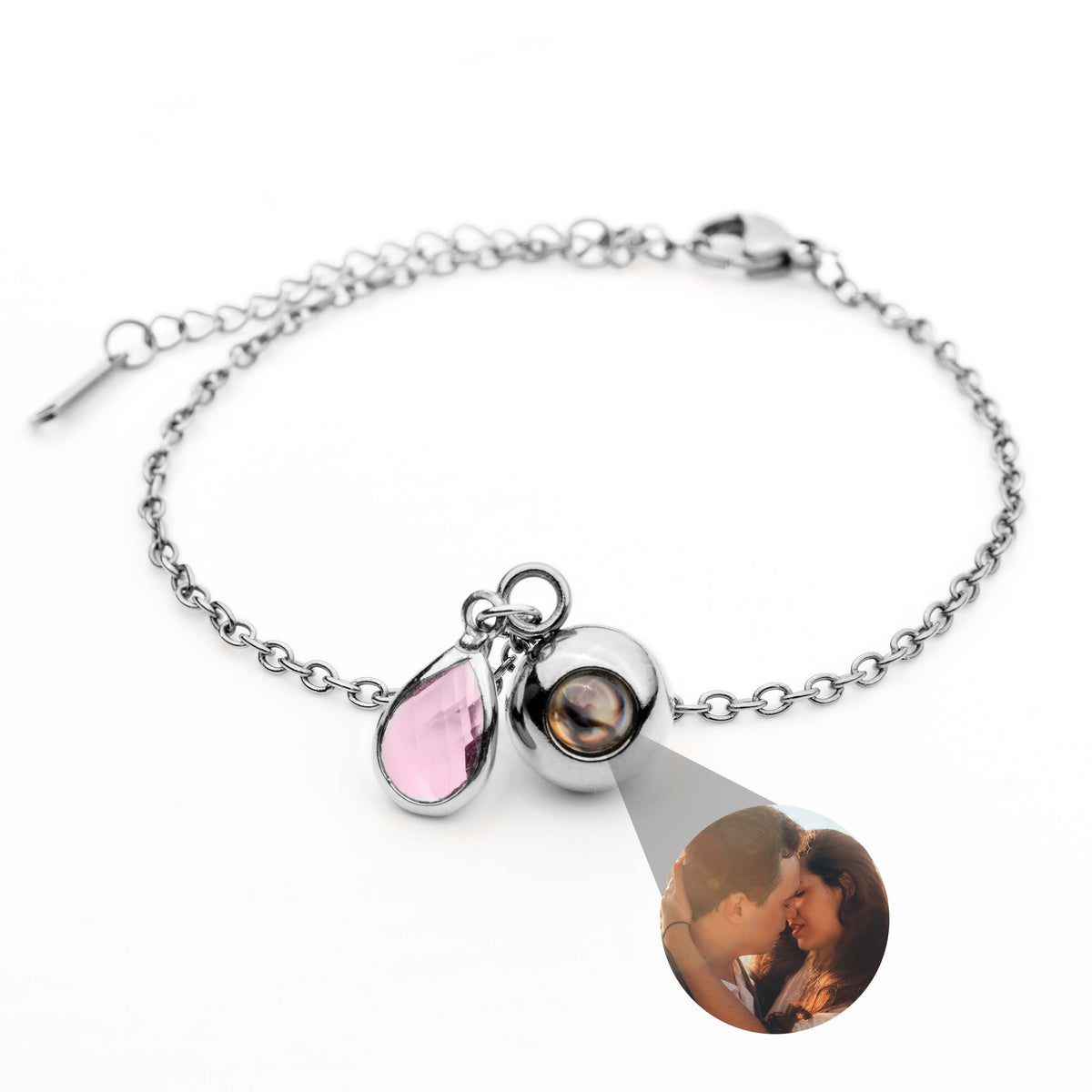 Birthstone Photo Bracelet-Bracelets-Yiyae-Silver-October - Tourmaline-Yiyae