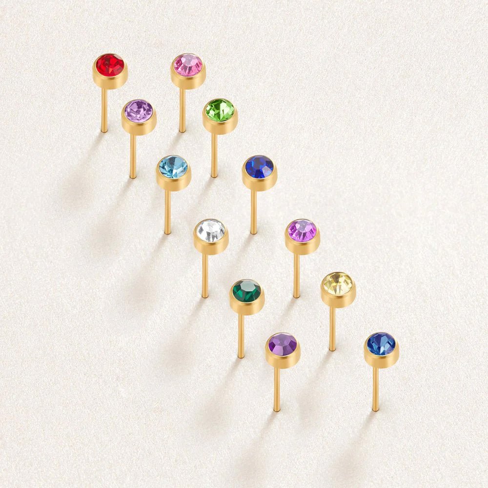 Birthstone Stud Earrings-Earrings-Yiyae-Yiyae