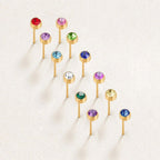 Birthstone Stud Earrings-Earrings-Yiyae-Yiyae