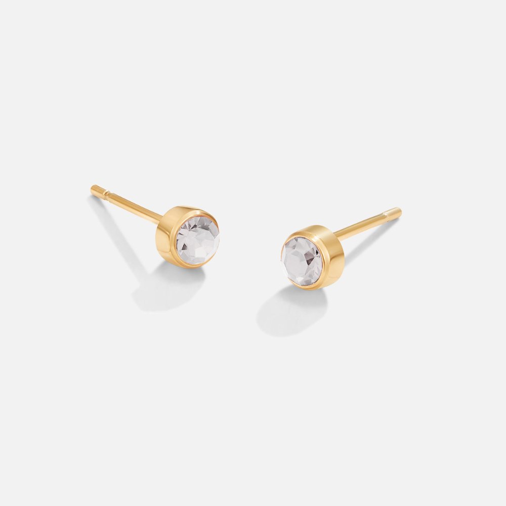 Birthstone Stud Earrings-Earrings-Yiyae-April-Yiyae