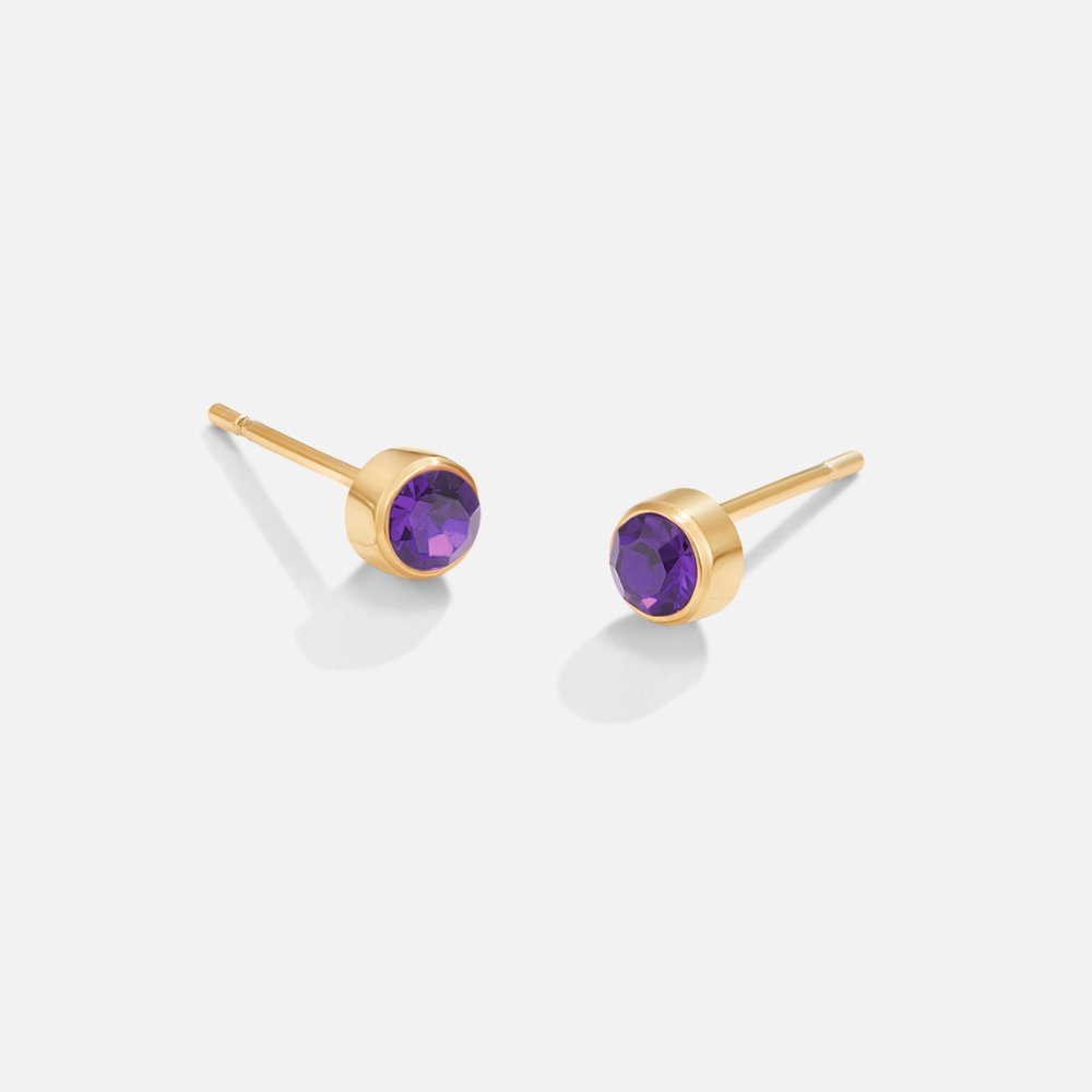 Birthstone Stud Earrings-Earrings-Yiyae-June-Yiyae