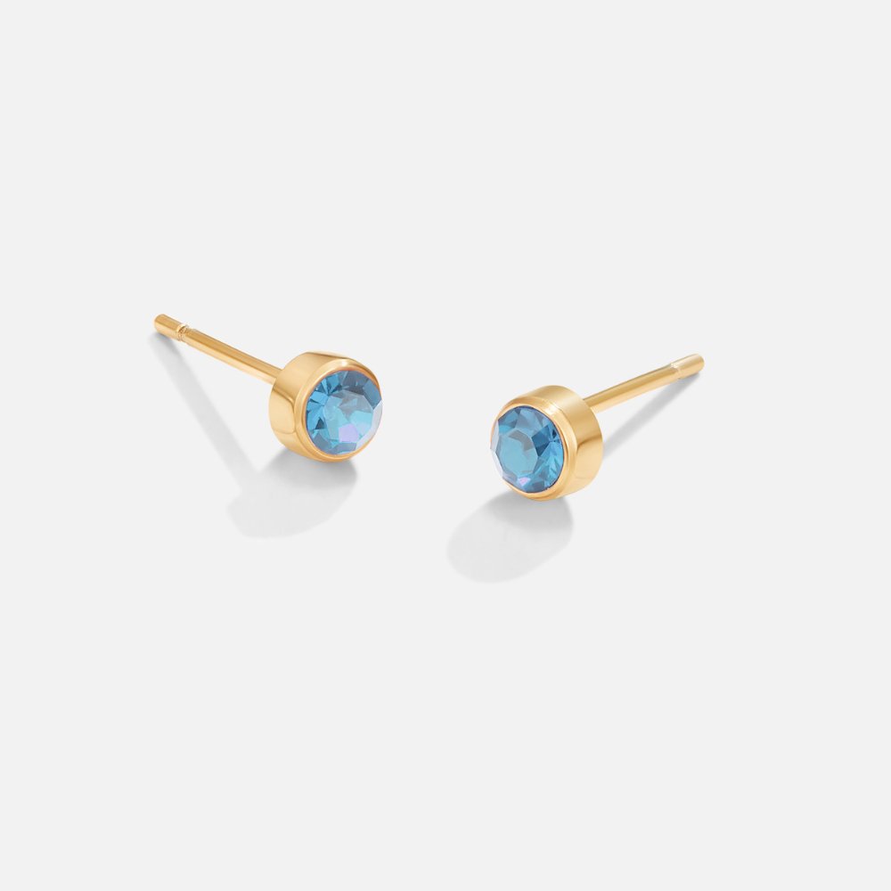 Birthstone Stud Earrings-Earrings-Yiyae-March-Yiyae