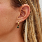 Black Agate Heart Hoops-Earrings-Yiyae-Yiyae