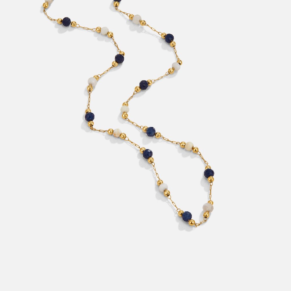 Black Bead Station Necklace-Necklaces-Yiyae-Yiyae